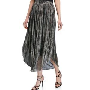 Ramy Brook Lenon Metallic Multicolor Striped‎ Pleated Midi length Skirt Sz med